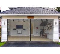 Garage Screen Doors for 1 car garage-10x8FT Fiberglass Durable Heavy Duty Magnetic Garage Door Screen Retractable Hands Free with 4 Roll Up Straps for Patio Workshop Home Gym Sun Room