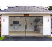 Garage Screen Doors for 1 Car Garage-9x7ft Fiberglass 1500g/3.3lb Durable Heavy Duty Magnetic Garage Door Screen RetractableHands Free with 4 Roll Up Starps for Patio Workshop Home Gym Sun Room