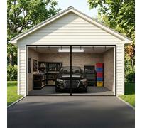 Garage Screen Doors for 2 Car Garage Magnetic Garage Door Screen, Door Net Screens Kit with Strapping Tapes 549×305cm 518×274cm 488×213cm for Carport Courtyard(Black,10x7ft (305x213cm))
