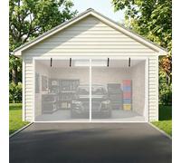 Garage Screen Doors for 2 Car Garage Magnetic Garage Door Screen, Door Net Screens Kit with Strapping Tapes 549×305cm 518×274cm 488×213cm for Carport Courtyard(White,13x10ft (396x305cm))