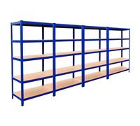 Monster Racking T-Rax Metal Storage Shelves - Blue 90cm W, 45cm D, Set of 4