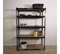 Garage Shelving 122cm Wide & 183cm High Heavy Duty 5 Tier Multipurpose Metal Racking Unit / Warehouse Shelving Storage in Black Samuel Alexander Black One Size