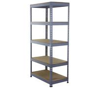Garage Shelving Storage 5 Tier Heavy Duty Racking 200kg/shelf, Q-Rax Grey 90cm x 182.5cm x 50cm