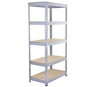 Garage Shelving Storage 5 Tier Heavy Duty Racking 200kg/shelf, Q-Rax Grey 90cm x 182.5cm x 50cm