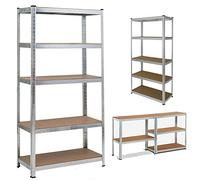 Garage Shelving Units 180 x 90 x 40cm, Heavy Duty Racking Shelves MDF Boards Shelf for Storage, Silver 5 Tier (175KG Load Weight Per Shelf) For Workshop Shed Office Home Garage Storage