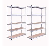 Garage Shelving Units: 180cm x 120cm x 40cm | Heavy Duty Racking Shelves for Storage - 2 Bay, Galvanised 5 Tier (175KG Per Shelf), 875KG Capacity | For Workshop, Shed, Office | 5 Year Warranty