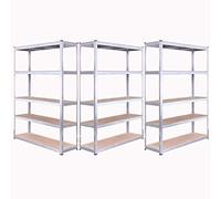 Garage Shelving Units: 180cm x 120cm x 40cm | Heavy Duty Racking Shelves for Storage - 3 Bay, Galvanised 5 Tier (175KG Per Shelf), 875KG Capacity | For Workshop, Shed, Office | 5 Year Warranty, 0043-3