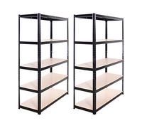Garage Shelving Units: 180cm x 120cm x 45cm | Heavy Duty Racking Shelves for Storage - 2 Bay, Black 5 Tier (175KG Per Shelf), 875KG Capacity | For Workshop, Shed, Office | 5 Year Warranty