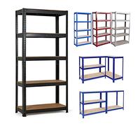 Garage Shelving Units, 5 Tier Garage Storage Metal Shed Shelving Unit Storage Shelves Utility Storage Rack, 875KG Capacity Greenhouse Garage Corner Shelf for Kitchen Workshop Office Warehouse, 150cm