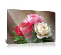 Garage Signs For Men Funny Three Beautiful Peonies In Red, Pink, And White Tin Sign Tin Sign Funny Beer Signs For Bar(20X30CM)