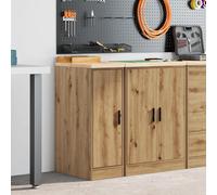 Garage storage cabinet Artisan oak 30x51x85 cm Pinewood worktop 2door with shelf