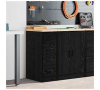 Garage storage cabinet Black 30x51x85cm Pinewood Top Engineered Wood Unit Shelf