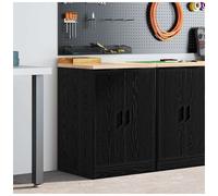 Garage Storage Cabinet Black 60x51x85 cm Pinewood & Engineered Wood 2-Shelf Pro