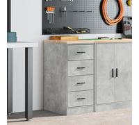 Garage Storage Cabinet Concrete Grey 40x51x85 cm Pinewood Worktop Pro 4 Drawers
