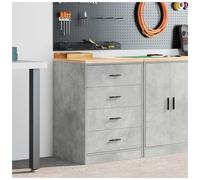 Garage storage cabinet Concrete Grey 60x51x85 cm Pinewood worktop 2-shelf sturdy