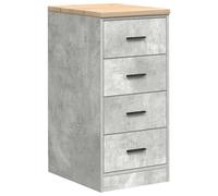 Garage Storage Cabinet Concrete Grey Solid Pine 40 x 51 x 85 cm with 4 Drawers Wood Composite Versatile Workshop Cabinet for Warehouse, Office, Workshop, Commercial and Storage