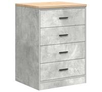 Garage Storage Cabinet Concrete Grey with Solid Pine Worktop, 60 x 51 x 85 cm, Wood Composite, 4 Drawers, Versatile Workshop Cabinet for Warehouse, Office, Workshop, Commercial