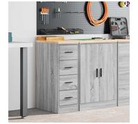Garage Storage Cabinet Grey Sonoma 30x51x85cm Pinewood & Engineered Wood 2-Shelf