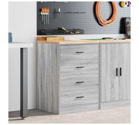 Garage Storage Cabinet Grey Sonoma 60x51x85cm Pinewood Worktop 2-Shelf Home Pro