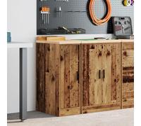 Garage Storage Cabinet Old Wood 30x51x85 cm Pinewood Top Engineered Worktop Unit