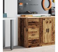 Garage storage cabinet Old wood 40x51x85 cm Solid pinewood top 4 drawers sturdy