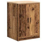 Garage Storage Cabinet Reclaimed Wood Look with Solid Pine Worktop 60 x 51 x 85 cm Storage Space Double Door Cabinet for Workshop Office Warehouse and Commercial