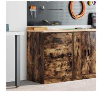 Garage Storage Cabinet Smoked Oak Pinewood Engineered Wood 60x51x85cm Worktop 2s