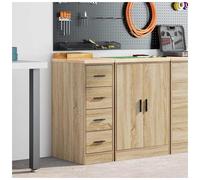 Garage Storage Cabinet Sonoma Oak Solid Pine Worktop 30x51x85cm 2-Shelf Storage
