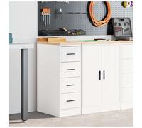 Garage Storage Cabinet White Pine Worktop 30x51x85 cm Engineered Wood Organizer