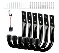 Garage Storage Hooks - Heavy Tool Holder, Wall Mounted Storage Hanger Hooks | Set of 6 Ladder Organization Racks, Wall Storage Tool Holder