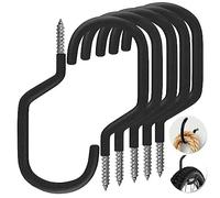 Garage Storage J Screw Hooks,6 Pack Heavy Duty Rubber Coated Extra-Large Bike Storage Hook Rack Stands Accessories Screw in Hook for Hanging Garage Ceiling Wall Bicycle Storage, Utility Tool Hanger