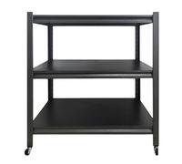 Garage Storage Shelves,3-Tier Black Metal Shelves with Wheels,105kg Loads Adjustable Shelving Units and Storage Heavy Duty for Kitchen Industrial Basement Workshop,80x40x80cm