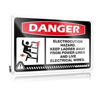 Garage Tin Sign Danger Electrocution Hazard Keep Ladder Away From Power Lines Tin Sign Tin Bar Signs Bar Decor For Home(30X40CM)