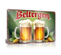Garage Tin Sign Two Mugs Of Beer With Foam On A Green Background. Tin Sign Tin Metal Sign Funny Kitchen Tin Signs(30X40CM)