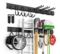 Garage Tool Organizer Wall Mount 13 PCS, Yard Garden Tool Organizer, Adjustable Tool Storage Rack with 8 Heavy Duty Hooks, Max Load 500lbs Garage Organization