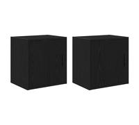 Garage Wall Cabinet 2pc Black Engineered Wood 40x30x41cm Storage Cupboard office