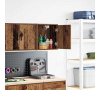 Garage Wall Cabinet Reclaimed Wood Look Wood Material 40 x 30 x 41 cm with Double Door, Storage Space for Tools, Workshop and Office, Maximum Load 60 kg
