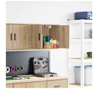 Garage Wall Cabinet Sonoma Oak Engineered Wood 60x30x41cm Single Door Slim Shelf