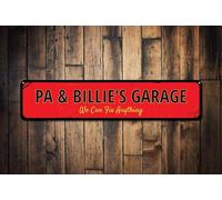 Garage We Can Fix Anything Sign Personalized Mechanic Name Sign Custom Metal Garage Car Lover Man Cave Sign Metal Outdoor Street Sign/Subway Sign 4x16 inch