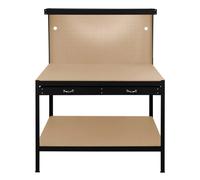 (Black) Workbench Pegboard Drawer LED Light Tool Garage