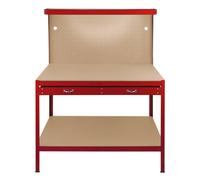Garage Workbench Red Pegboard Drawer Shelves LED Light Heavy Duty Steel Wooden Workshop Industrial Shed DIY Work Table Desk Tool Storage Station Unit 370kg Total Capacity 40 Hooks Rubber Mallet Red