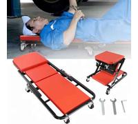 Garage Workshop Stool 2-In1 Foldable Car Creeper Seat W/6 Swivel Casters, Adjustable Lying/sitting Position For Auto Maintenance