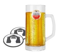 GarageBar | Amstel Beer Glass | Pint/50cl Tankard Beer Glass | Official Merchandise | Comes with 2X Beer Drip Mats | 1 Glass