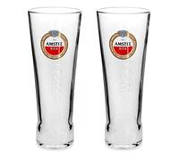 GarageBar | Amstel Glass | Nucleated Pint Beer Glass | Official Merchandise | Comes with 2X Beer Drip Mats (2, Pint)