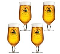 GarageBar | Birra Moretti Glass | Stemmed Chalice Beer Glass | Official Merchandise | Comes with 2X Beer Drip Mats (4, Half Pint/10oz)
