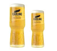 GarageBar | Carling Glass | Nucleated Beer Glass | Official Merchandise | Comes with 2X Beer Drip Mats (1, Combo - Pint & Half Pint)