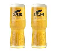 GarageBar | Carling Glass | Nucleated Beer Glass | Official Merchandise | Comes with 2X Beer Drip Mats (2, Pint/20oz)