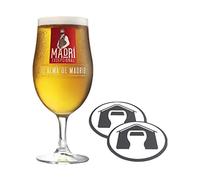GarageBar | Madri Glass | Stemmed Chalice Beer Glass | Official Merchandise | Comes with 2X Beer Drip Mats (1, Pint/20oz)