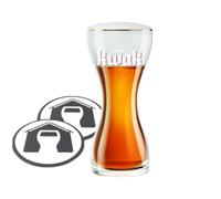 GarageBar | Pauwel Kwak Beer Glass | 33cl - Just Over Half a Pint | Official Merchandise | Ideal for Mancave or Home Bar | Belgium Beer Glass | Comes with 2X Beer Drip Mats (1 Glass)