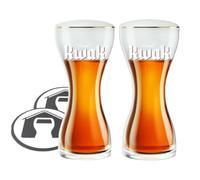 GarageBar | Pauwel Kwak Beer Glasses | 33cl - Just Over Half a Pint | Official Merchandise | Ideal for Mancave or Home Bar | Belgium Beer Glass | Comes with 2X Beer Drip Mats (2 Glasses)